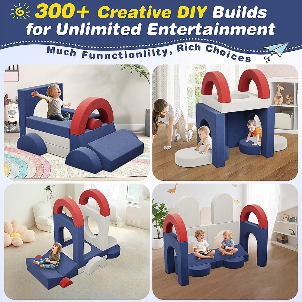 Custom Modular Kids Play Sofa, 18Pcs Buildable Foam Block Couch, Compression Pack DIY Children Building Block Sofa with Washable Fabric