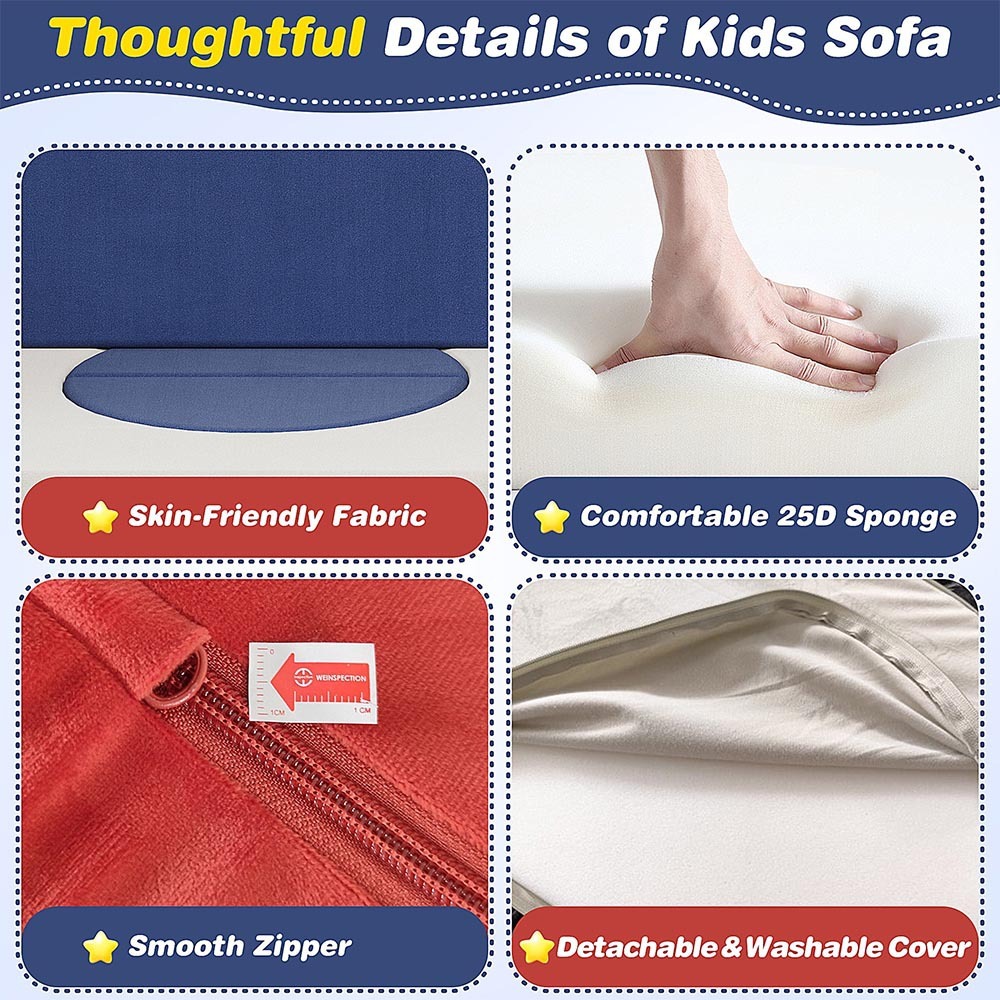 Custom Modular Kids Play Sofa, 18Pcs Buildable Foam Block Couch, Compression Pack DIY Children Building Block Sofa with Washable Fabric