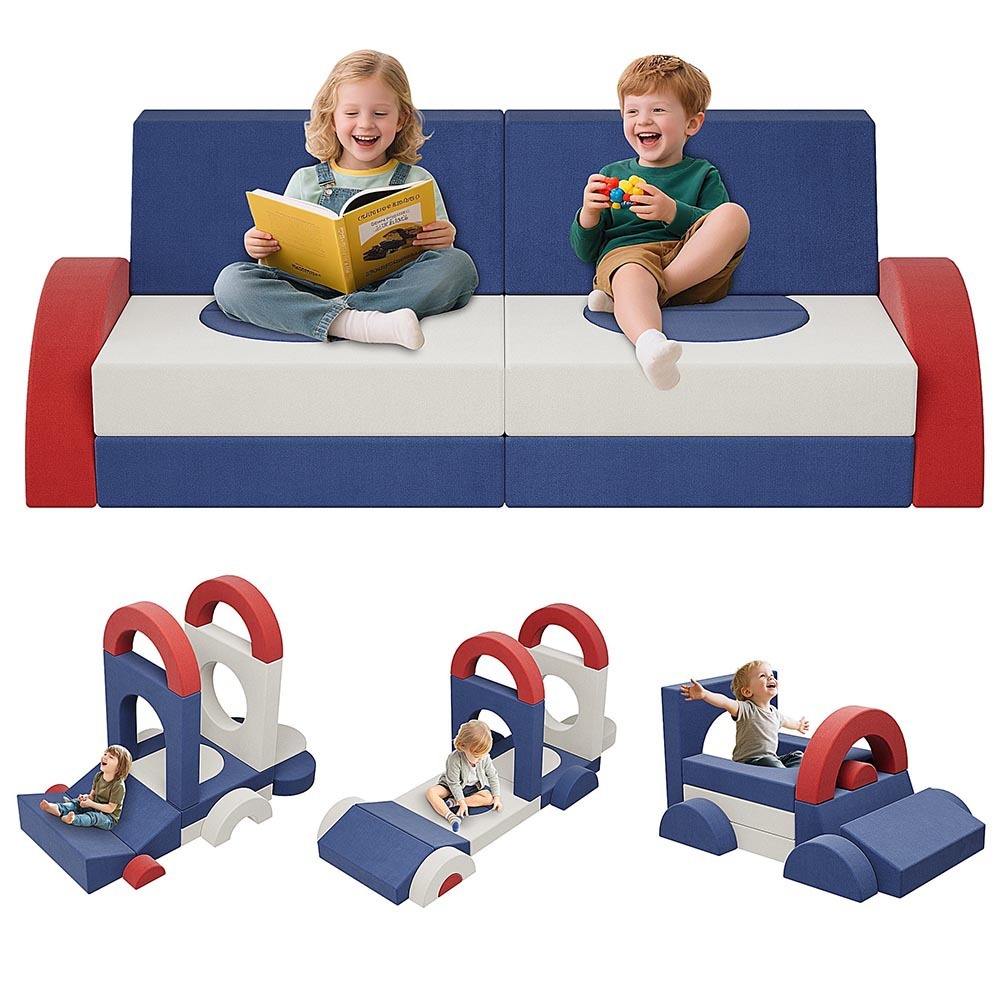 Custom Modular Kids Play Sofa, 18Pcs Buildable Foam Block Couch, Compression Pack DIY Children Building Block Sofa with Washable Fabric