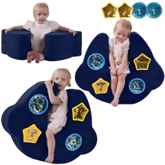 Custom Kids Sensory Squeeze Chair, Cloud Shape Compression Foam Floor Sofa with Removable Sequin Sensory Pads, Autism Support Toddler Floor Cushion
