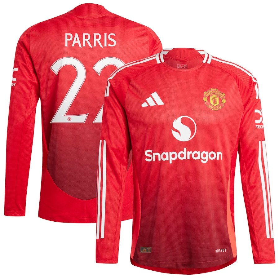 PARRIS #22 Manchester United Men Home Long Sleeve Red Jersey Player Version 2024-25