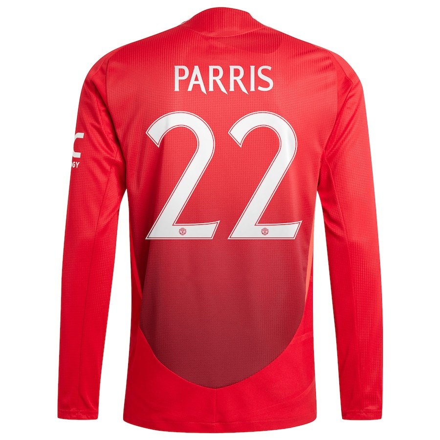 PARRIS #22 Manchester United Men Home Long Sleeve Red Jersey Player Version 2024-25