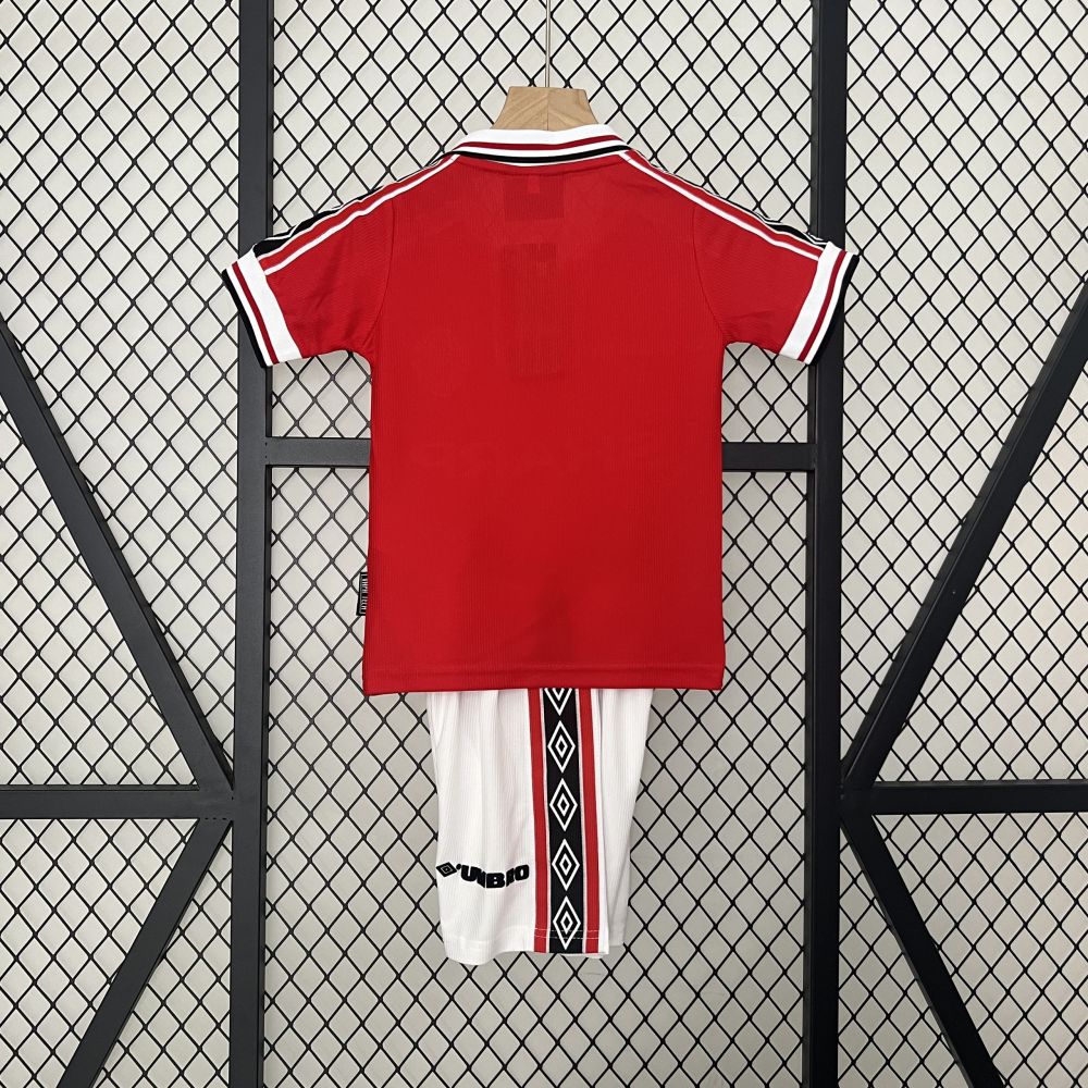 Manchester United 98-99 Home Retro Kid Kits Children Sets Jerseys