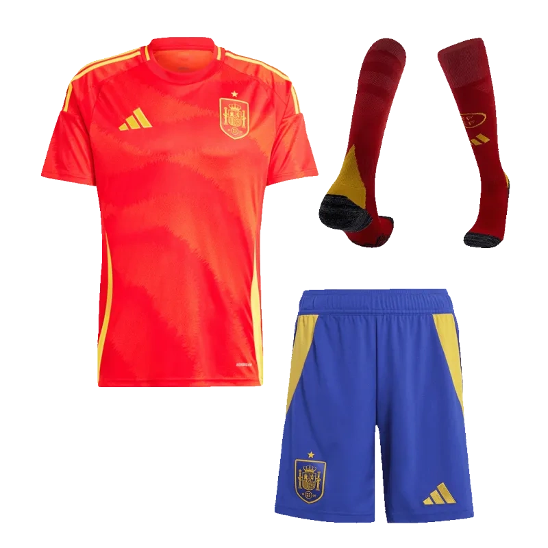 2024  Spain Nation Home Whole Kit(Jersey+Shorts+Socks) Euro