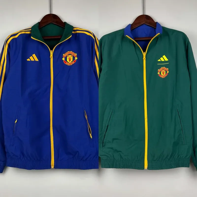2023-2024 Manchester United Reversible Windbreaker（Blue-Green）Soccer Jersey 1:1 Thai Quality