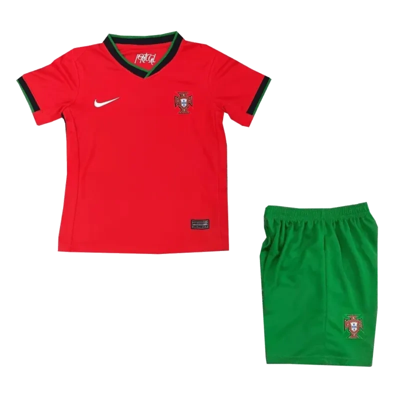 2024 Kids Portugal Nation Home Whole Kit Jersey+Shorts+Socks Euro