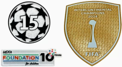 ucl 15 & uefa foundation 10 years badge & 2024 intercontinental champions badge
