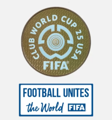 club world cup 25 usa badge & football unites the world (white) badge