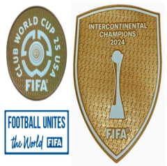 6 club world cup 25 usa badge & football unites the world (white) badge & 2024 intercontinental champions badge 