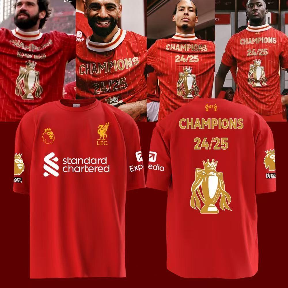 2025 Premier League Liverpool Championship Commemorative 20 Champions League Short Sleeve T-shirt