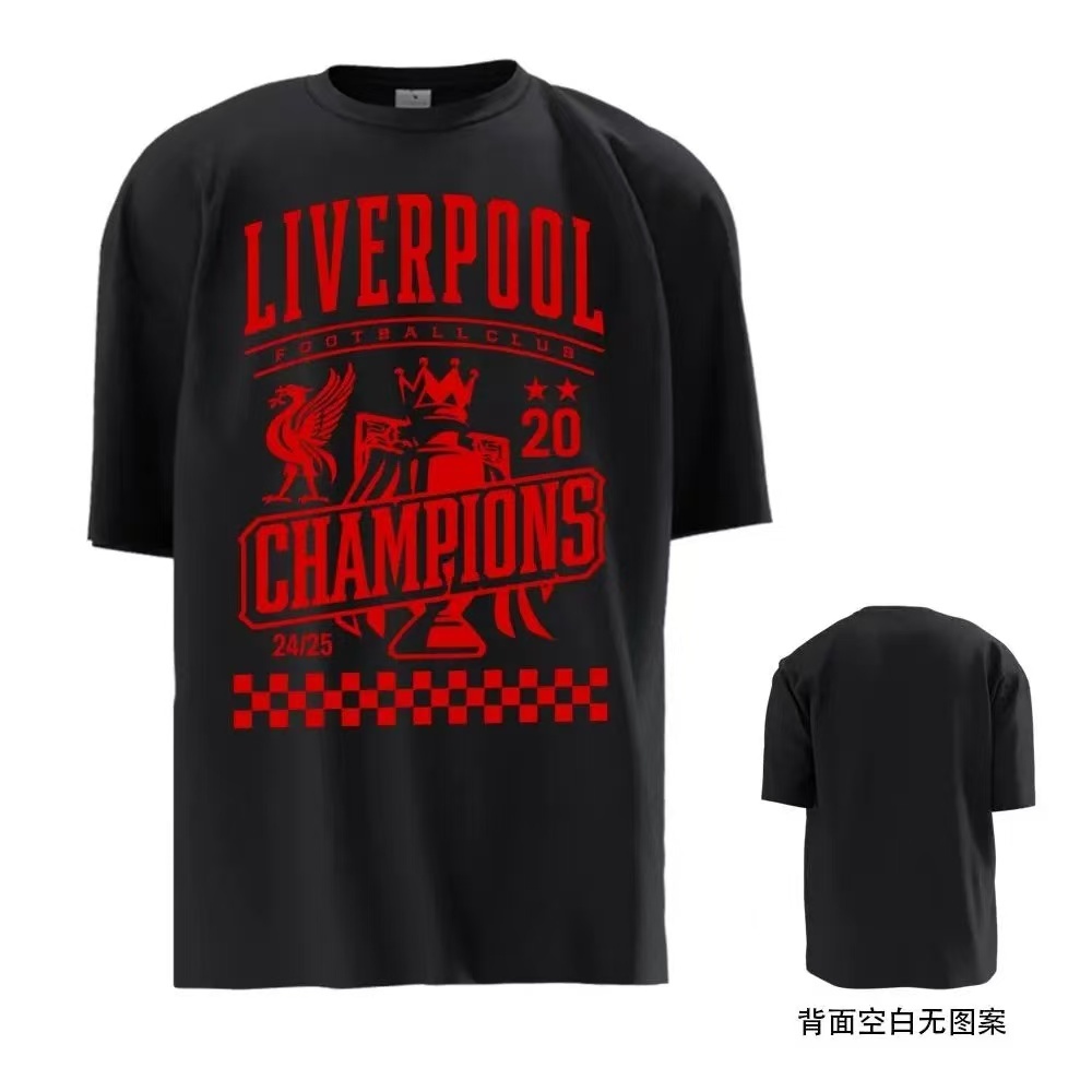 2025 Premier League Liverpool Championship Commemorative 20 Champions League Short Sleeve T-shirt