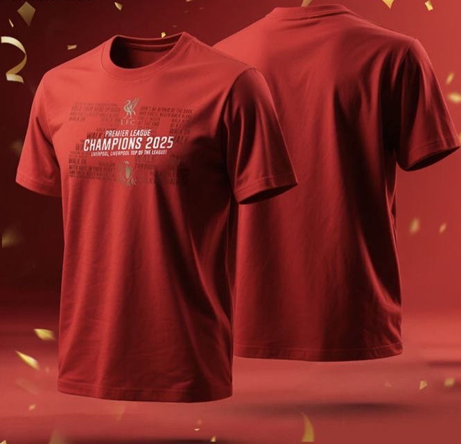 2025 Premier League Liverpool Championship Commemorative 20 Champions League Short Sleeve T-shirt