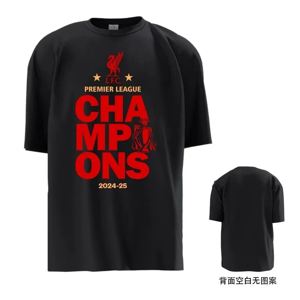 2025 Premier League Liverpool Championship Commemorative 20 Champions League Short Sleeve T-shirt
