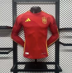 Spain 2024-25 Euro Home Long Sleeves Jersey Player Version
