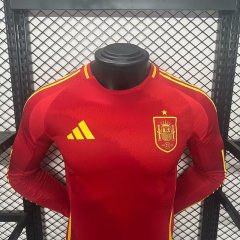 Spain 2024-25 Euro Home Long Sleeves Jersey Player Version