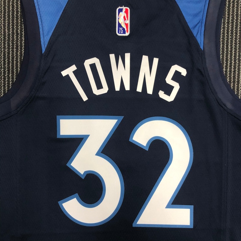 75th Anniversary Minnesota Timberwolves Navy Blue 32 Towns