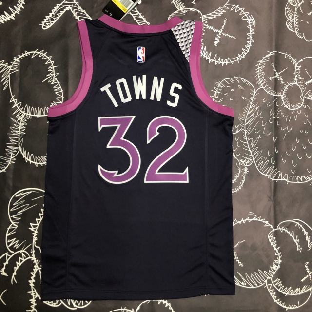 Minnesota Timberwolves Black Purple 32 Towns