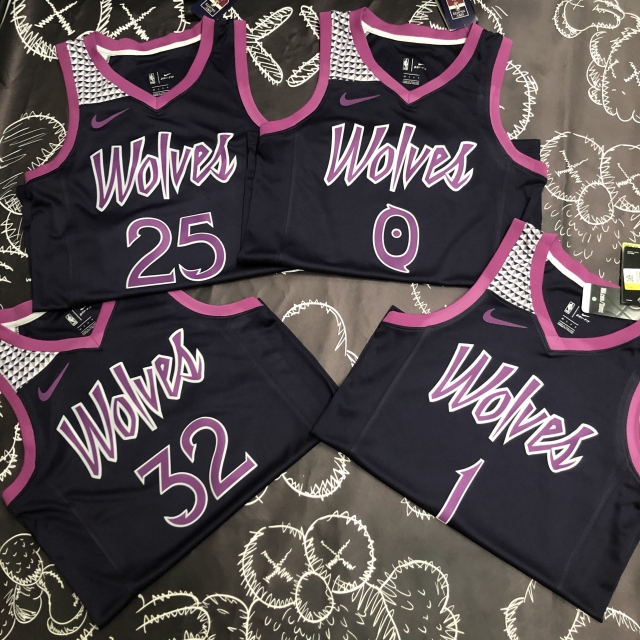 Minnesota Timberwolves Black Purple 32 Towns