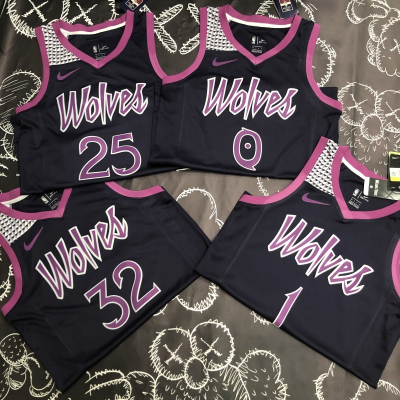 Minnesota Timberwolves Black Purple 32 Towns