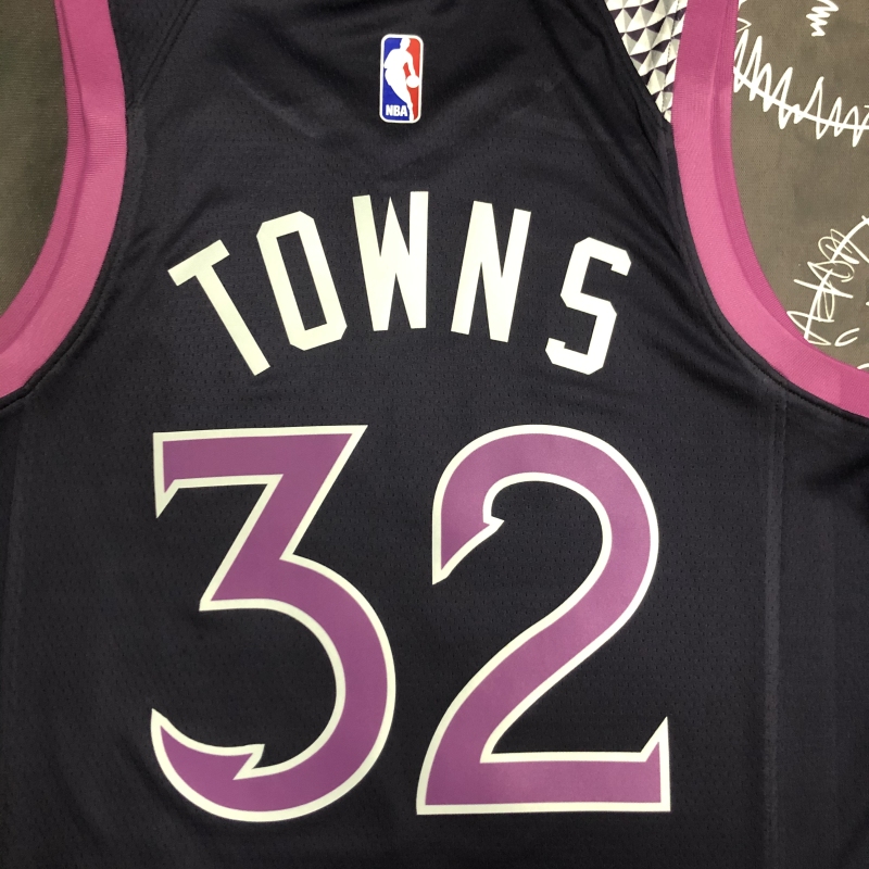 Minnesota Timberwolves Black Purple 32 Towns