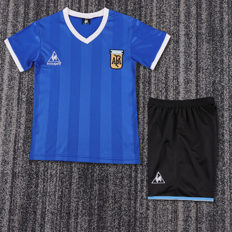 1986 Argentina Away kids Retro Football Jersey