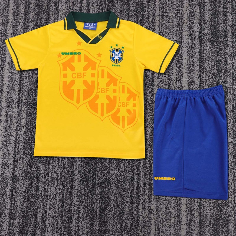 Retro 1994 Brazil Home Kids  Football jersey
