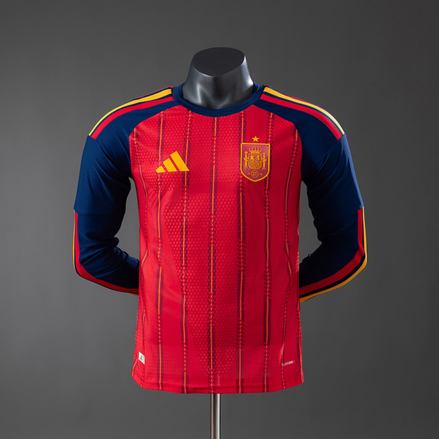 2026 World Cup Spain Home Long-Sleeve Player Version Jerseys S-4XL