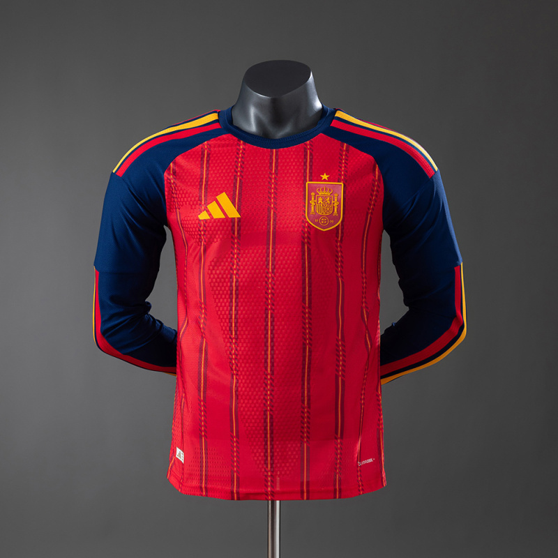 2026 World Cup Spain Home Long-Sleeve Player Version Jerseys S-4XL