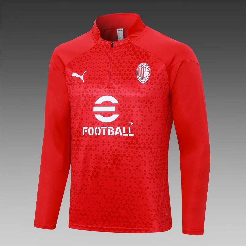 2023/2024 AC Milan Half Pull Training Wear Red Football Jersey 1:1 Thailand Quality Suit