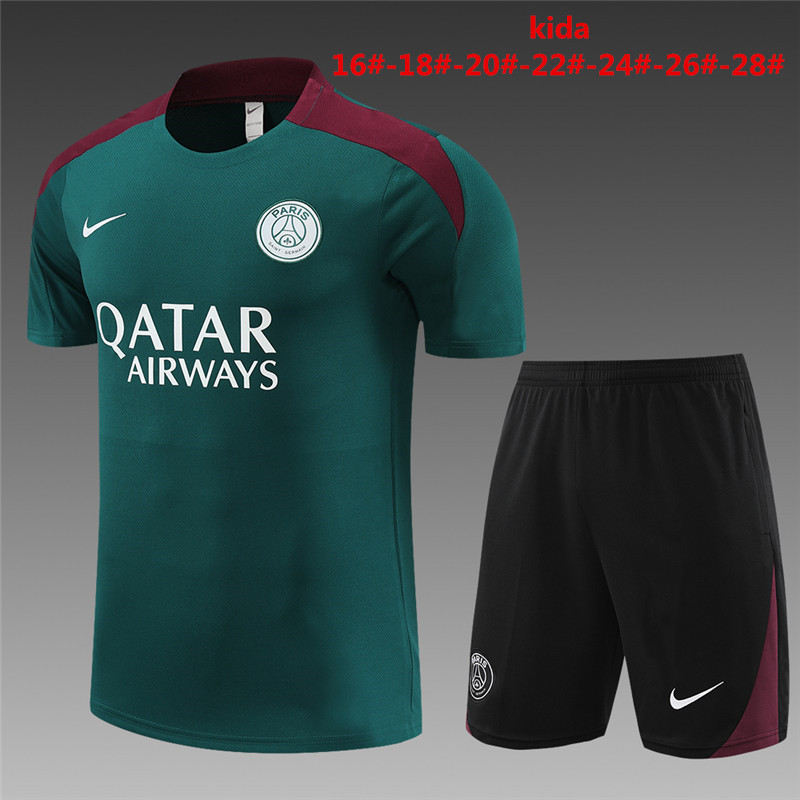 24-25 short sleeve training clothes psg green
