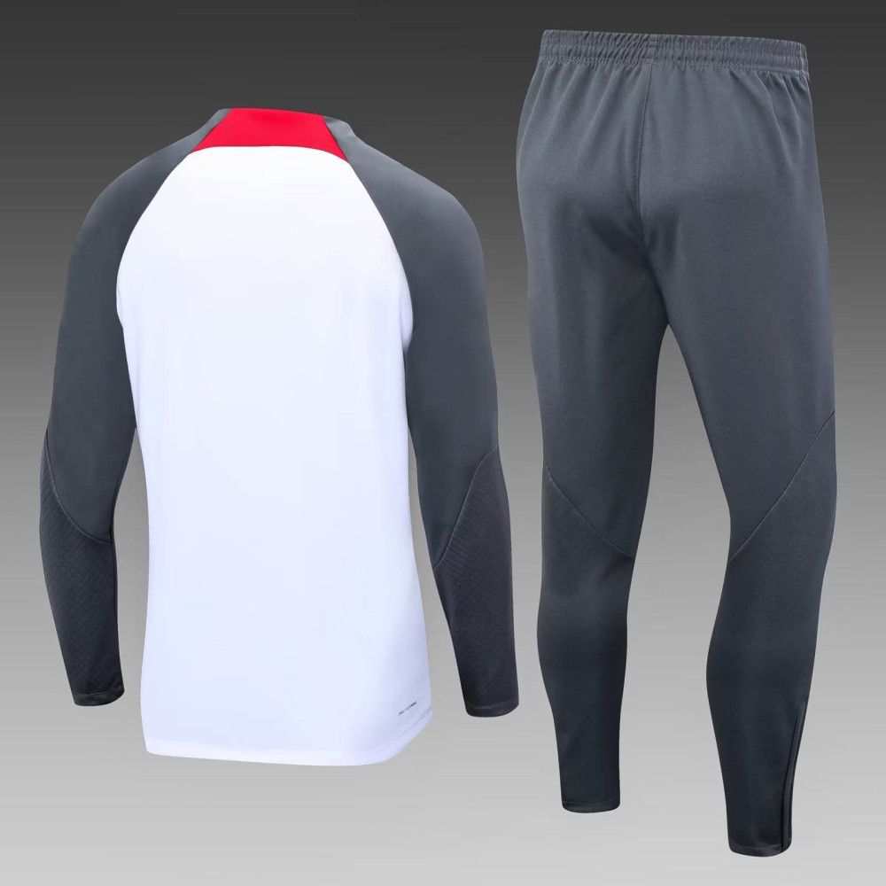 2023/2024 Liverpool Half-Pull Training Suit White Jersey 1:1 Thai Quality Set