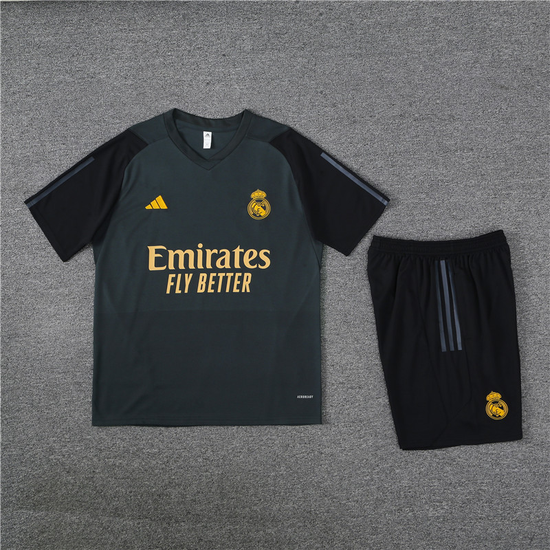 2023-24-Short-sleeved training jersey Real Madrid dark gray