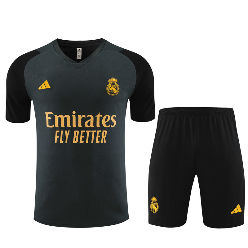 2023-24-Short-sleeved training jersey Real Madrid dark gray