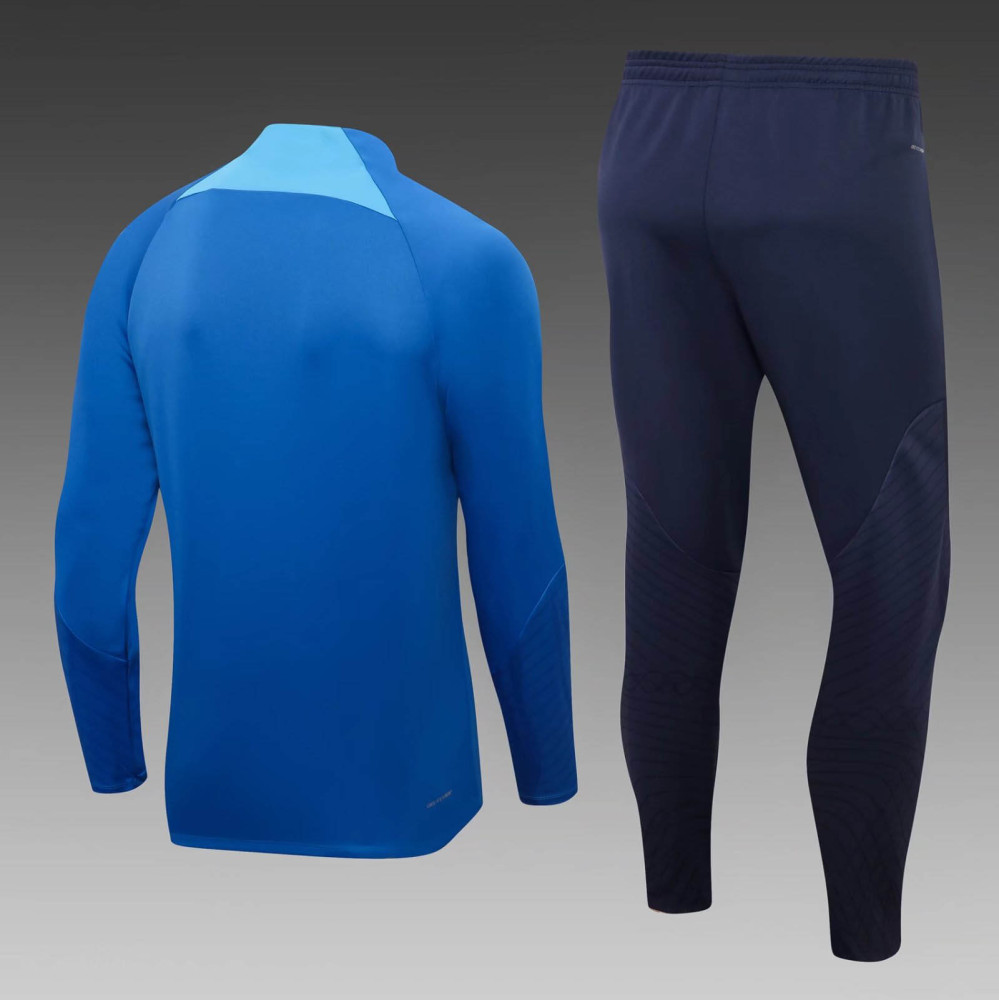 2022 England Half-Pull Training Suit Blue Soccer Jersey Set