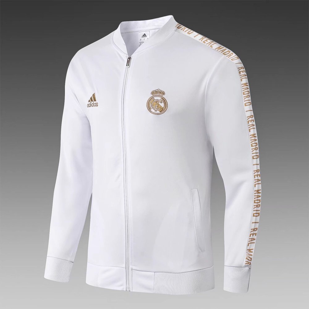 2019/2020 Real Madrid Long Zip Jacket White Football Shirt Set