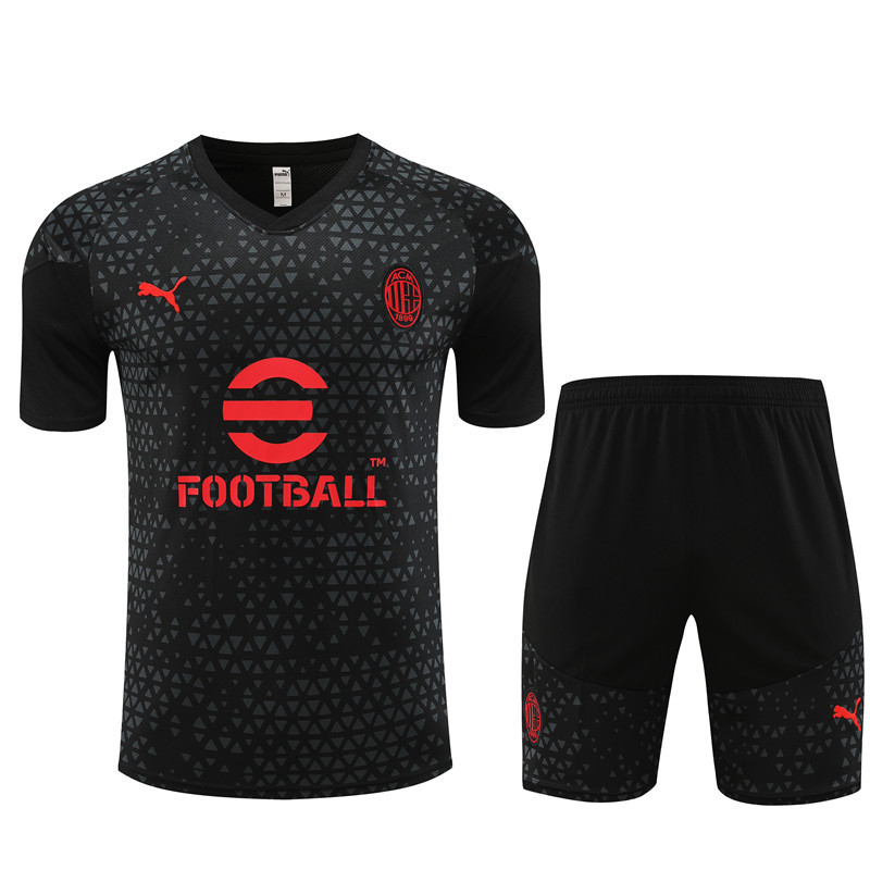 23-24 AC Milan black training short-sleeved suit
