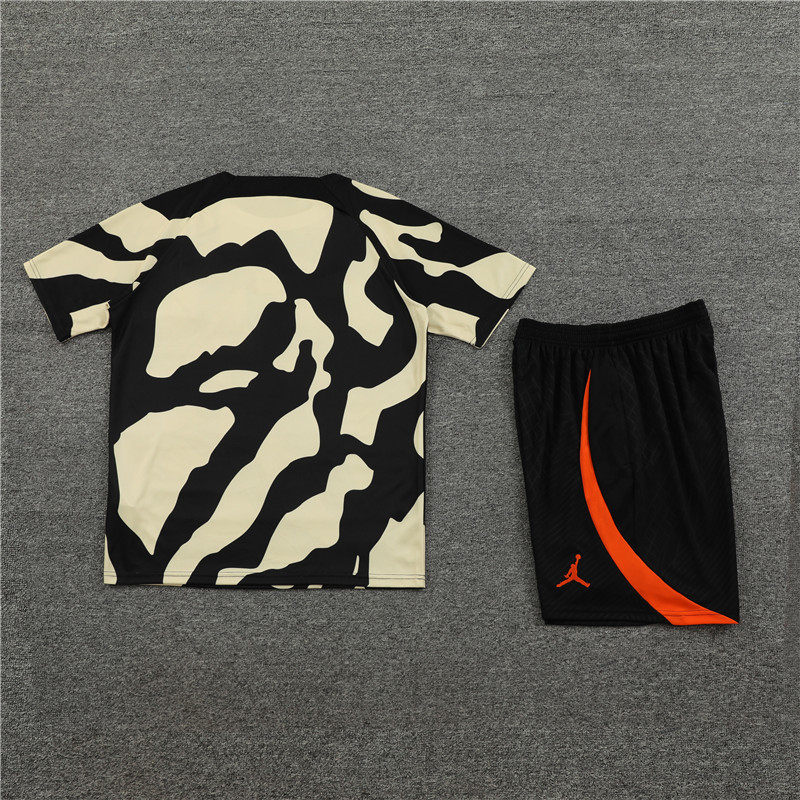 23-24-Short-sleeved training uniform Jordan Paris black and yellow [camouflage style]