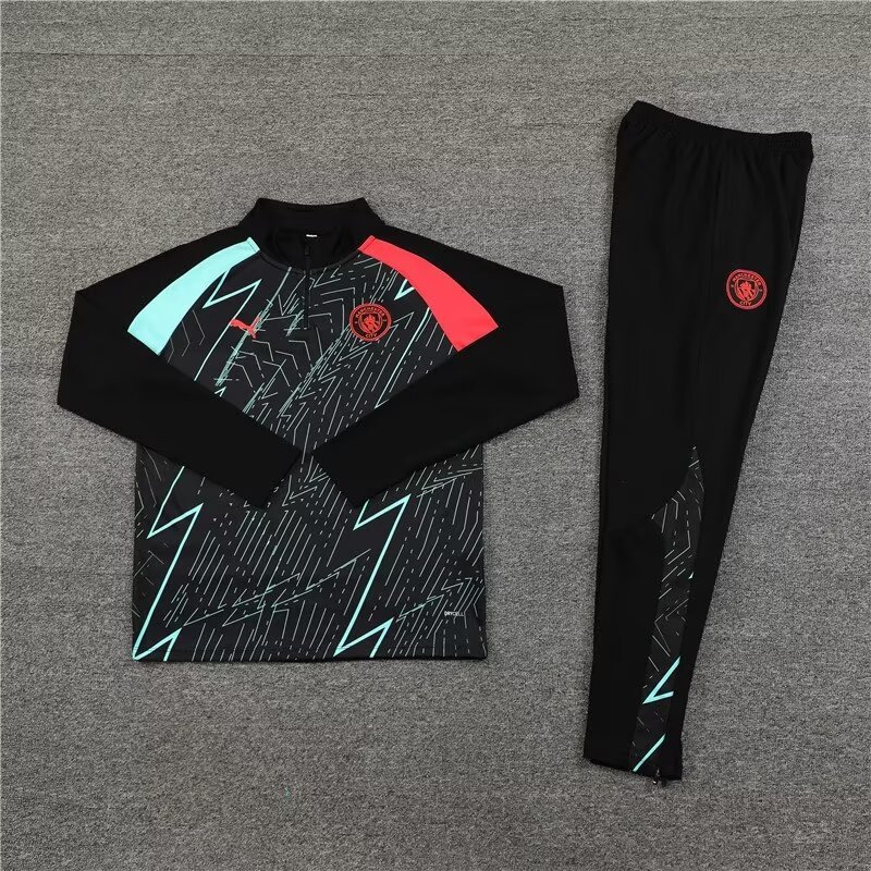2023/2024 Manchester City Half Pull Training Wear Black Football Shirt