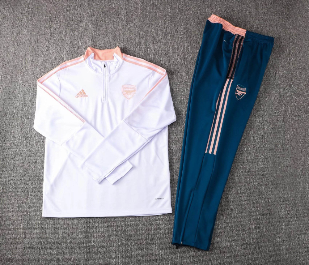 2021/2022 Arsenal Half-Pull Training Suit White Football Shirt 1:1 Thai Quality Set