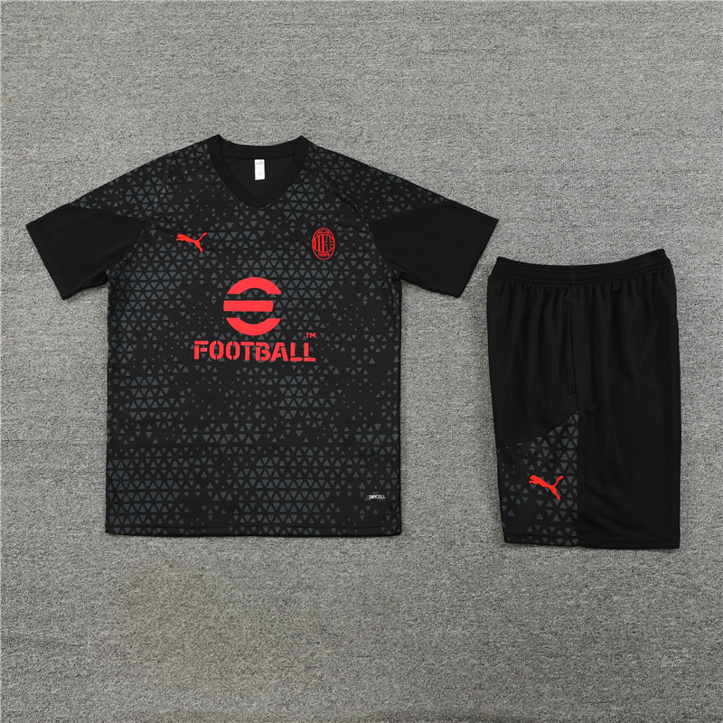 23-24 AC Milan black training short-sleeved suit