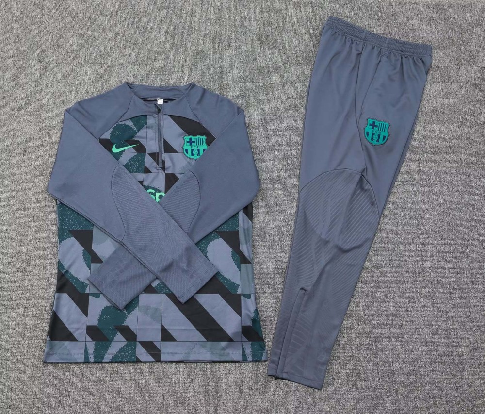 2023/2024 Barcelona Half-Pull Training Suit Gray Jersey Set