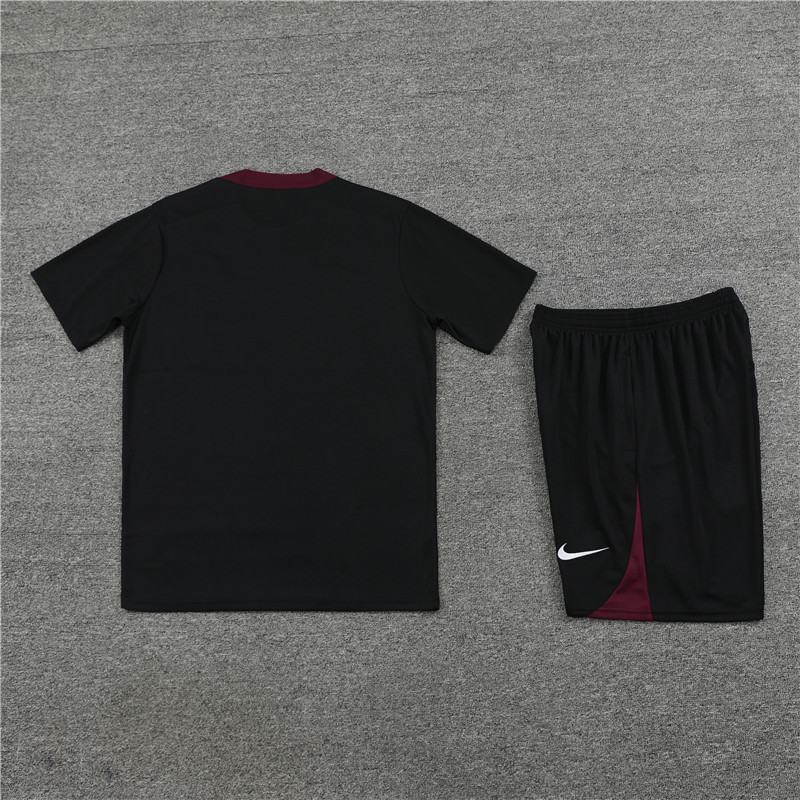 24-25 short-sleeved training suit psg paris saint germain black