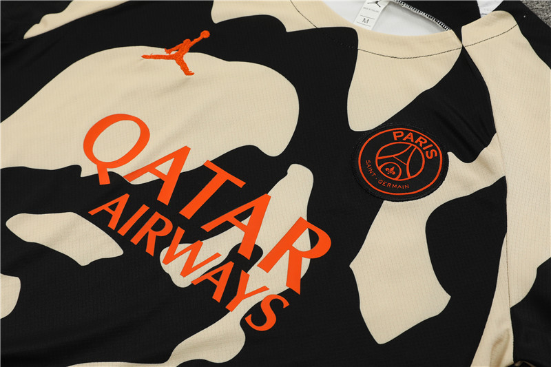 23-24-Short-sleeved training uniform Jordan Paris black and yellow [camouflage style]