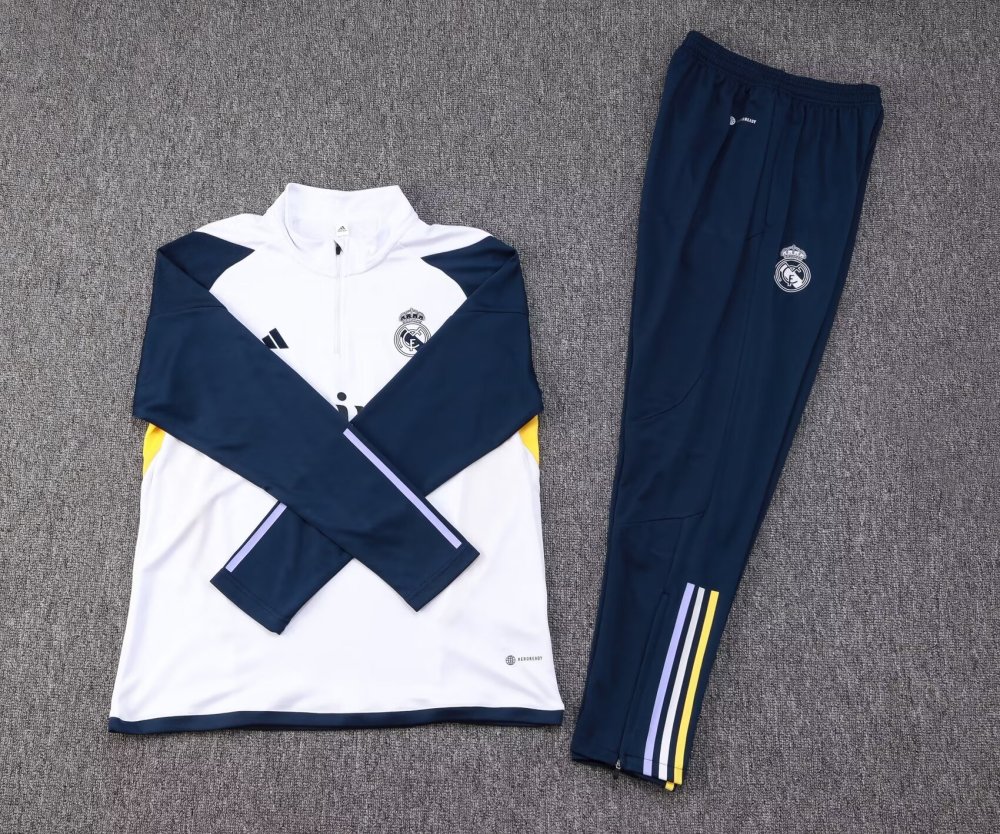 2023/2024 Real Madrid half-pull training uniform white suit 1:1 Thai quality suit