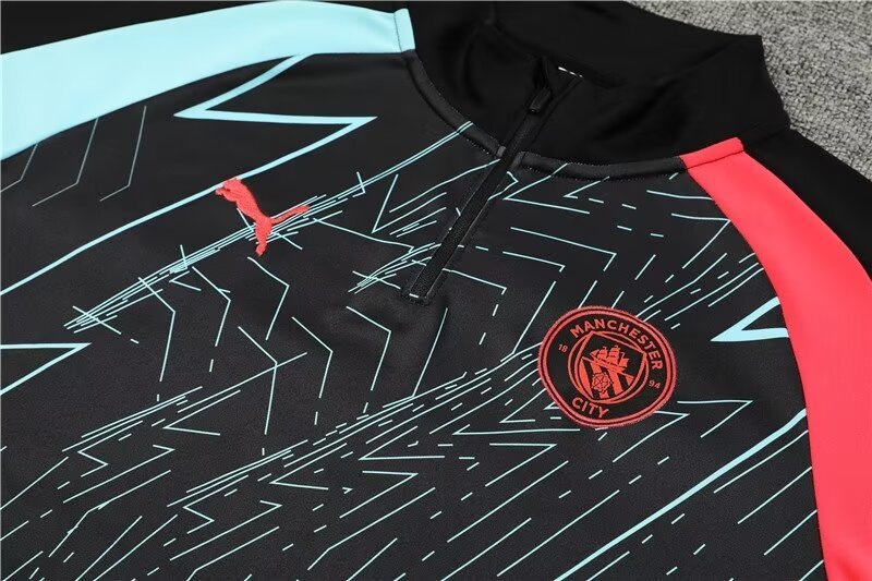 2023/2024 Manchester City Half Pull Training Wear Black Football Shirt