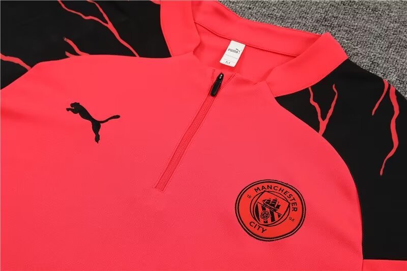 2023/2024 Manchester City Half Pull Training Wear Orange Red Football Shirt