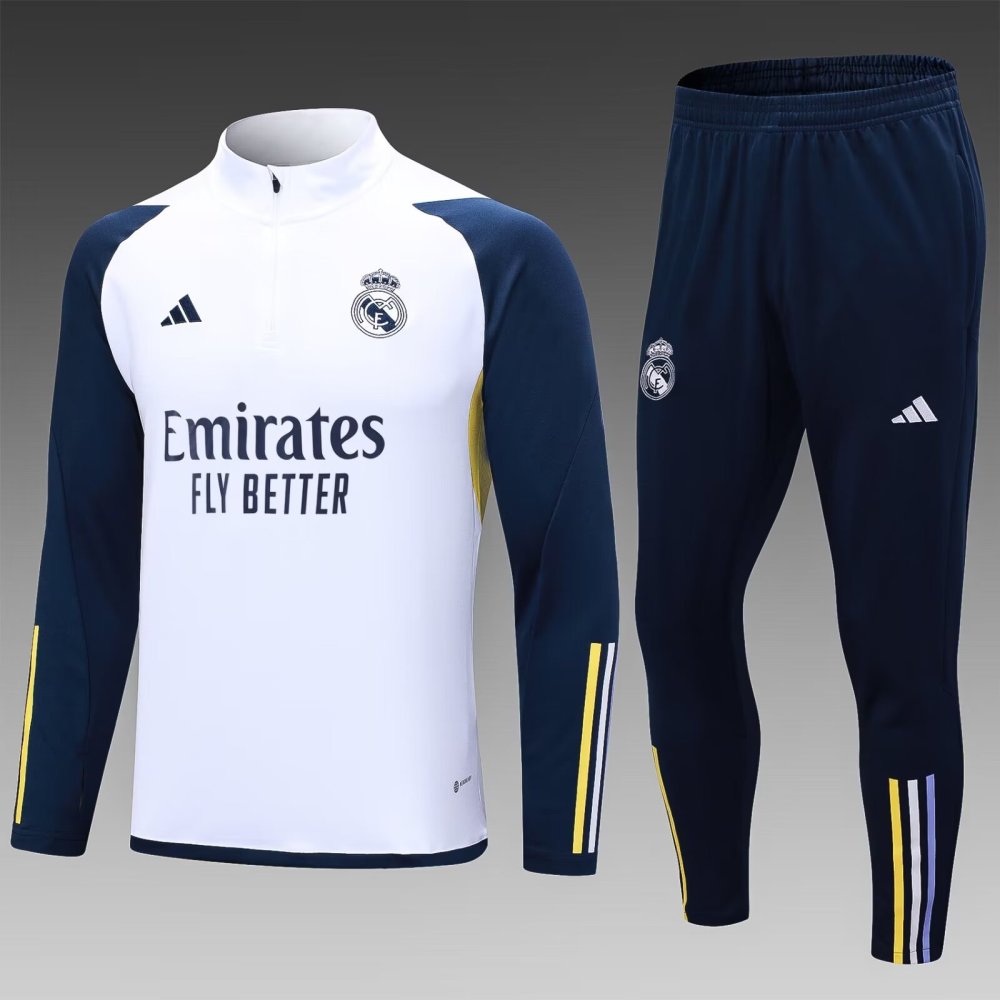 2023/2024 Real Madrid half-pull training uniform white suit 1:1 Thai quality suit