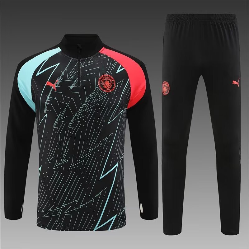 2023/2024 Manchester City Half Pull Training Wear Black Football Shirt