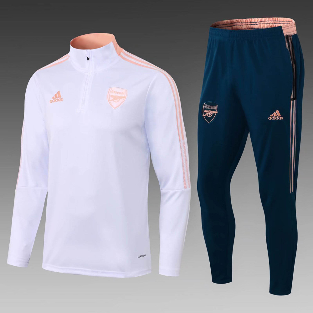 2021/2022 Arsenal Half-Pull Training Suit White Football Shirt 1:1 Thai Quality Set