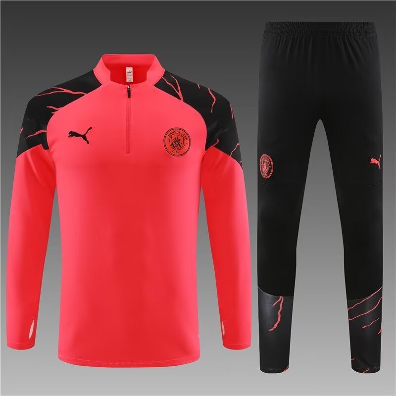 2023/2024 Manchester City Half Pull Training Wear Orange Red Football Shirt